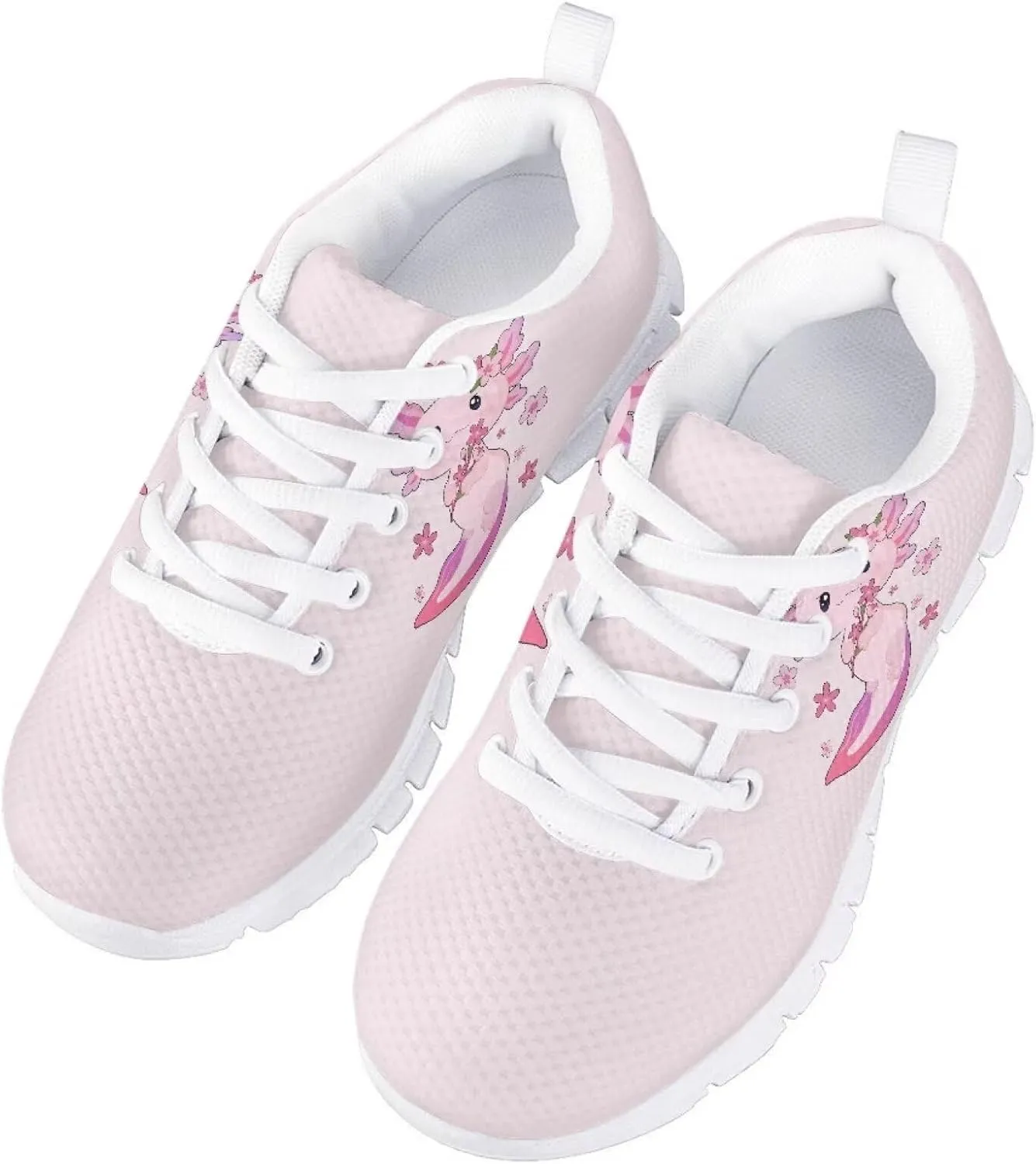 Kids Running Shoes, Breathable Upper Lightweight Lace-Up Mesh Athletic Sports Sneakers for Boys Girls