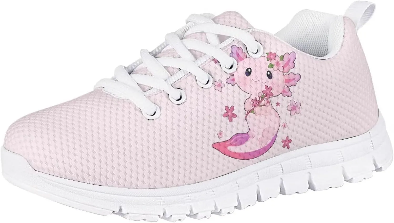 Kids Running Shoes, Breathable Upper Lightweight Lace-Up Mesh Athletic Sports Sneakers for Boys Girls