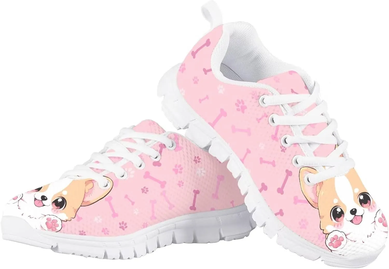 Kids Running Shoes, Breathable Upper Lightweight Lace-Up Mesh Athletic Sports Sneakers for Boys Girls