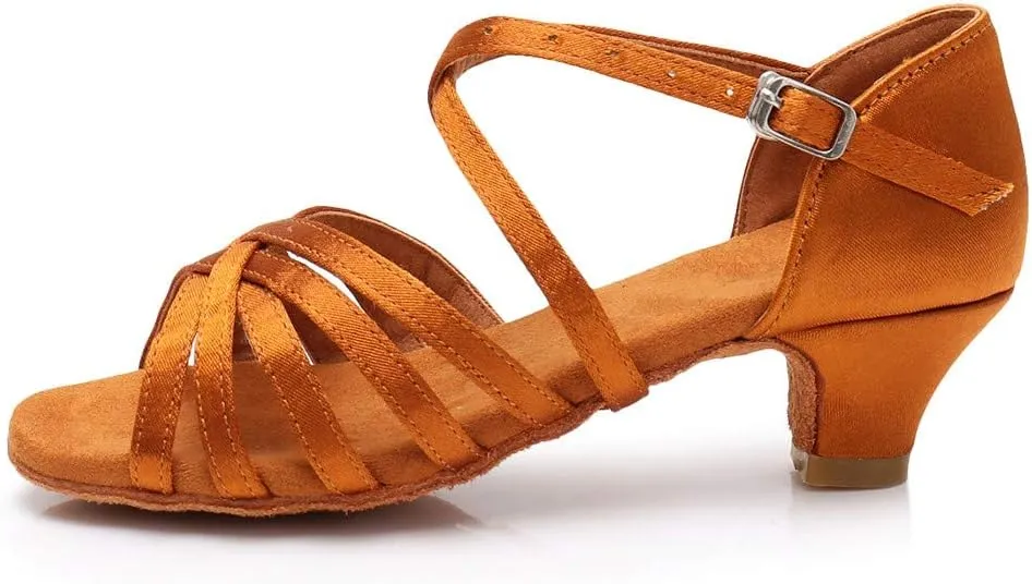 Latin Dance Shoes for Woman Glitter Party Shoes Ballroom Dancing Shoe Professional Practice Sandals Low Block Heels