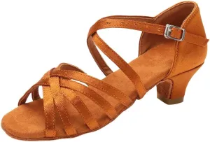 Latin Dance Shoes for Woman Glitter Party Shoes Ballroom Dancing Shoe Professional Practice Sandals Low Block Heels