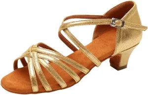 Latin Dance Shoes for Woman Glitter Party Shoes Ballroom Dancing Shoe Professional Practice Sandals Low Block Heels