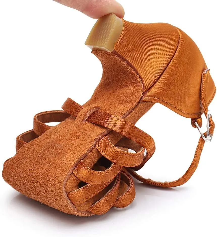 Latin Dance Shoes for Woman Glitter Party Shoes Ballroom Dancing Shoe Professional Practice Sandals Low Block Heels