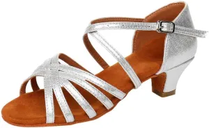 Latin Dance Shoes for Woman Glitter Party Shoes Ballroom Dancing Shoe Professional Practice Sandals Low Block Heels