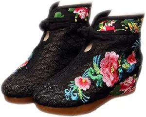 Lazutom Womens Elegance Lace Comfortable Breathable Mesh Platform Wedge Sandals Summer Boots