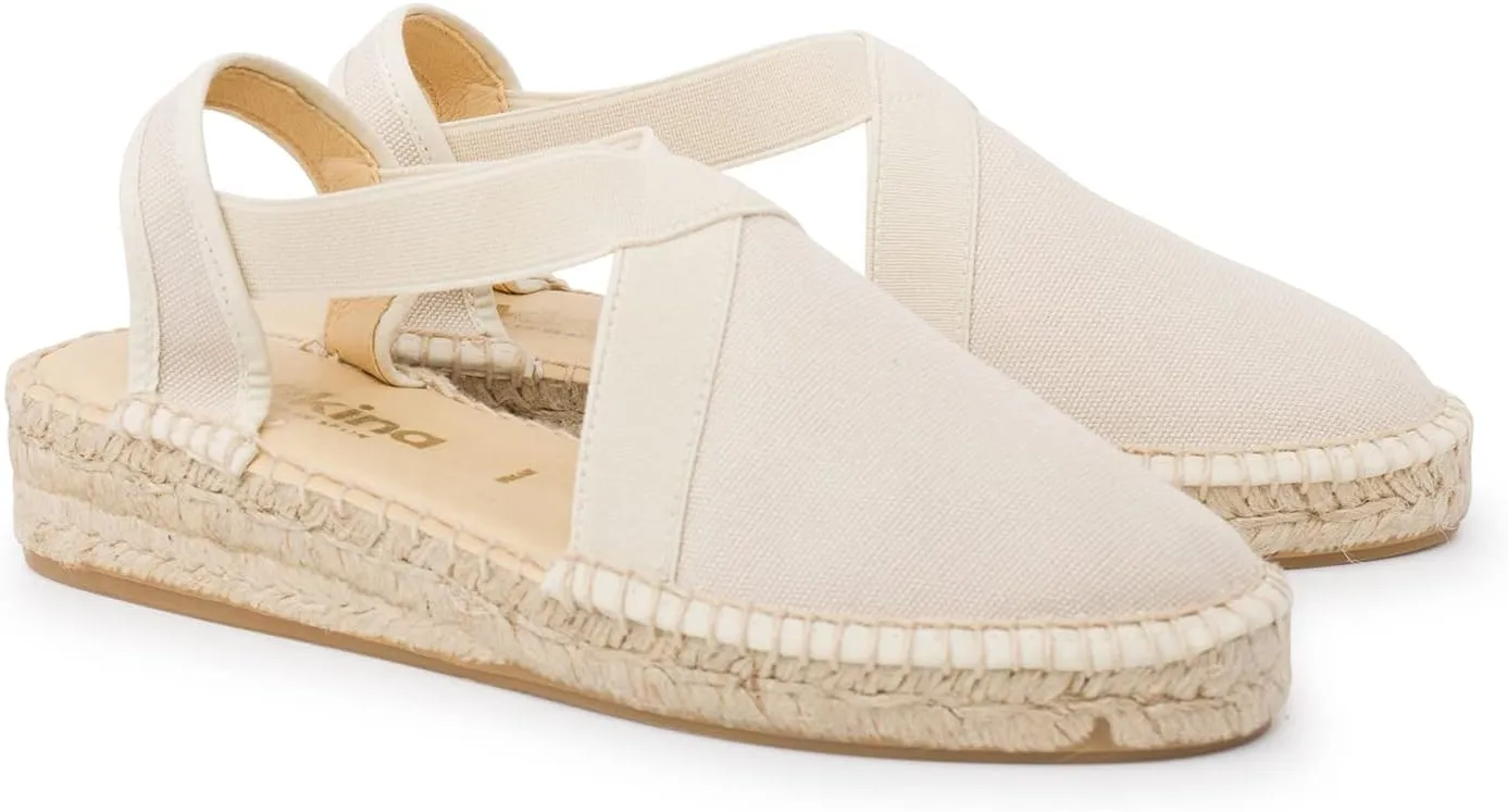 Marseille Authentic Spanish Espadrille Wedge Sandals for Women - Sustainable, Eco Friendly, Vegan Shoes. Classic Style, Organic Cotton Canvas Upper, Comfy Insole, Jute Midsole, Rubber Sole. Made in Spain