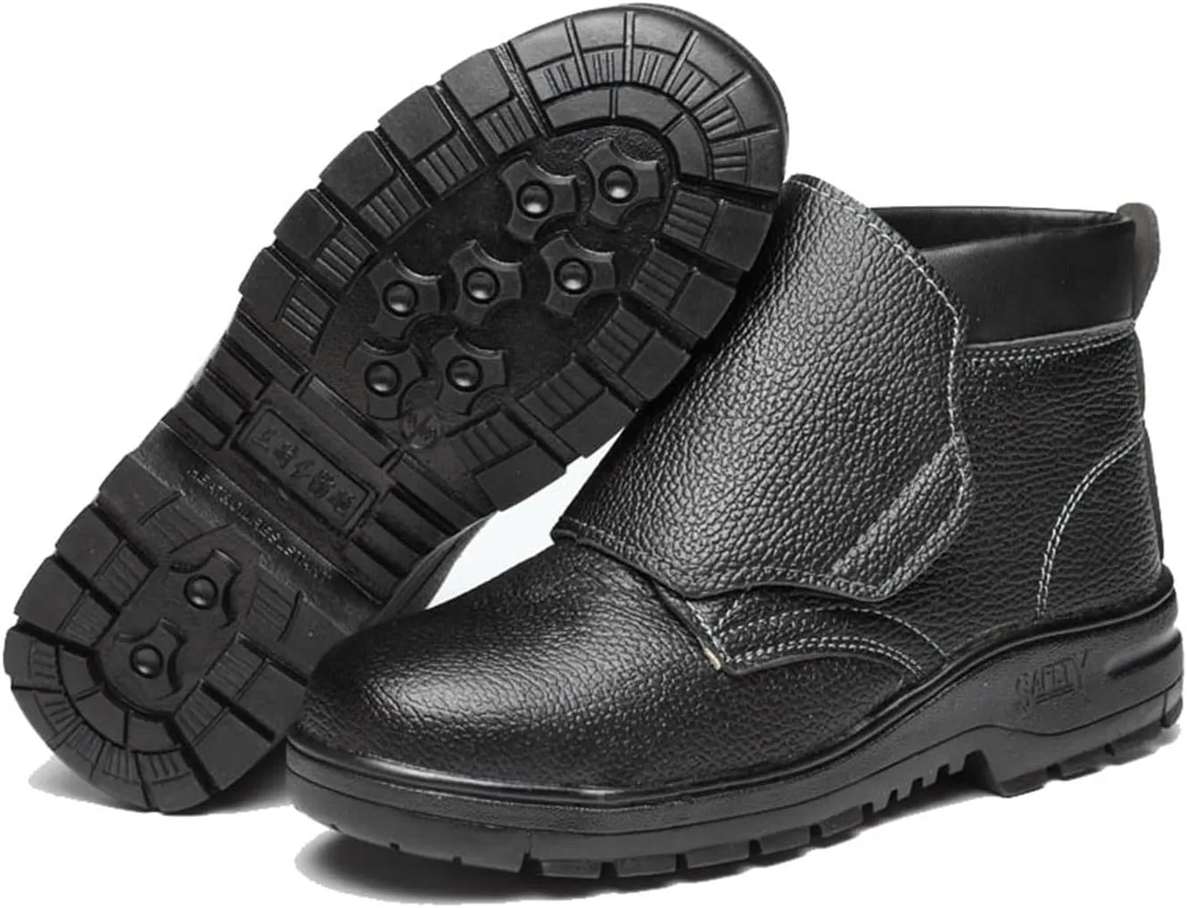Men Lightweight Safety Shoes, Comfortable Breathable Anti-Smash and Anti-Puncture Leather Steel Toe Work Boots, Lightweight Non Slip Abrasion Resistant Construction Work Boots