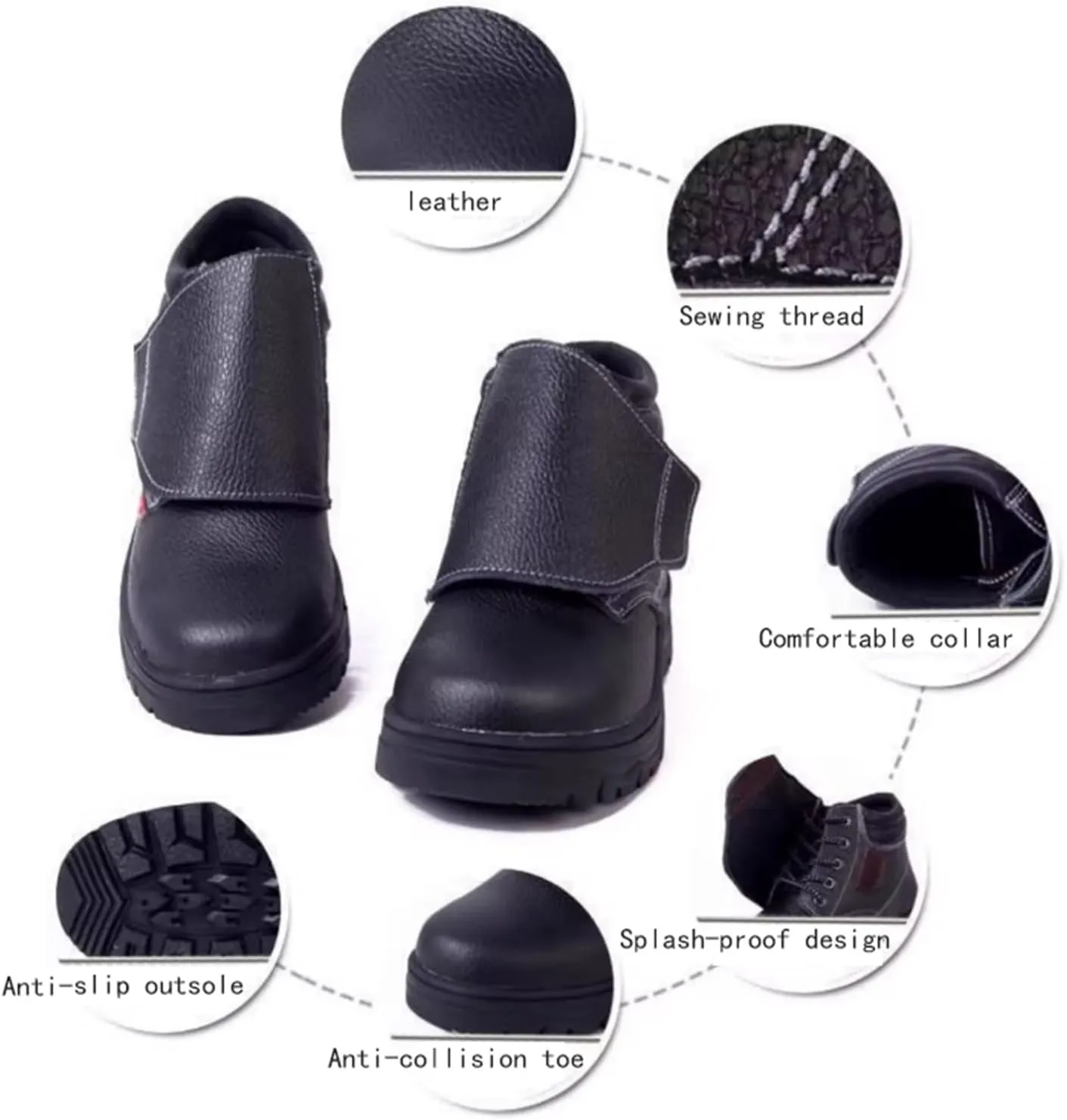 Men Lightweight Safety Shoes, Comfortable Breathable Anti-Smash and Anti-Puncture Leather Steel Toe Work Boots, Lightweight Non Slip Abrasion Resistant Construction Work Boots