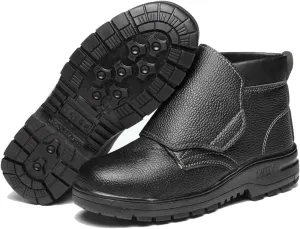 Men Lightweight Safety Shoes, Comfortable Breathable Anti-Smash and Anti-Puncture Leather Steel Toe Work Boots, Lightweight Non Slip Abrasion Resistant Construction Work Boots