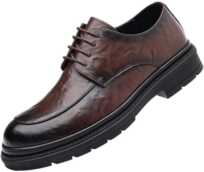 Men's Leather Derby Business Shoes - Flexible Sole Formal Footwear for Client Consultations, Business Proposals & Networking Events