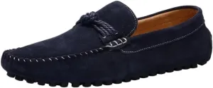 Mens Loafers Slip On Suede Round Toe Breathable Lightweight Casual Shoes Flexible Sole Resistant Rope Tie Party Dress Shoes