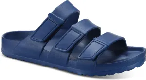 Mens Navy Hook & Loop Stay-Put Straps Flexible Sole Adjustable Open Toe Platform Slip On Slide Sandals Shoes 7