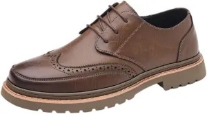 Men's Wingtip Oxford Business Shoes - Flexible Sole Dress Footwear for Business Conferences, Career Days & Professional Photo Sessions