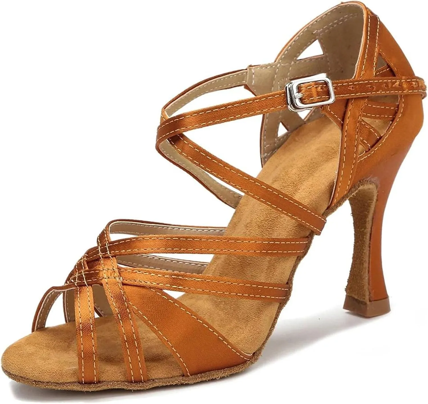 Professional Satin Sandals - Ballroom Tango Salsa Dance Heels (8.5CM/3.35")