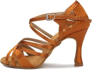 Professional Satin Sandals - Ballroom Tango Salsa Dance Heels (8.5CM/3.35")