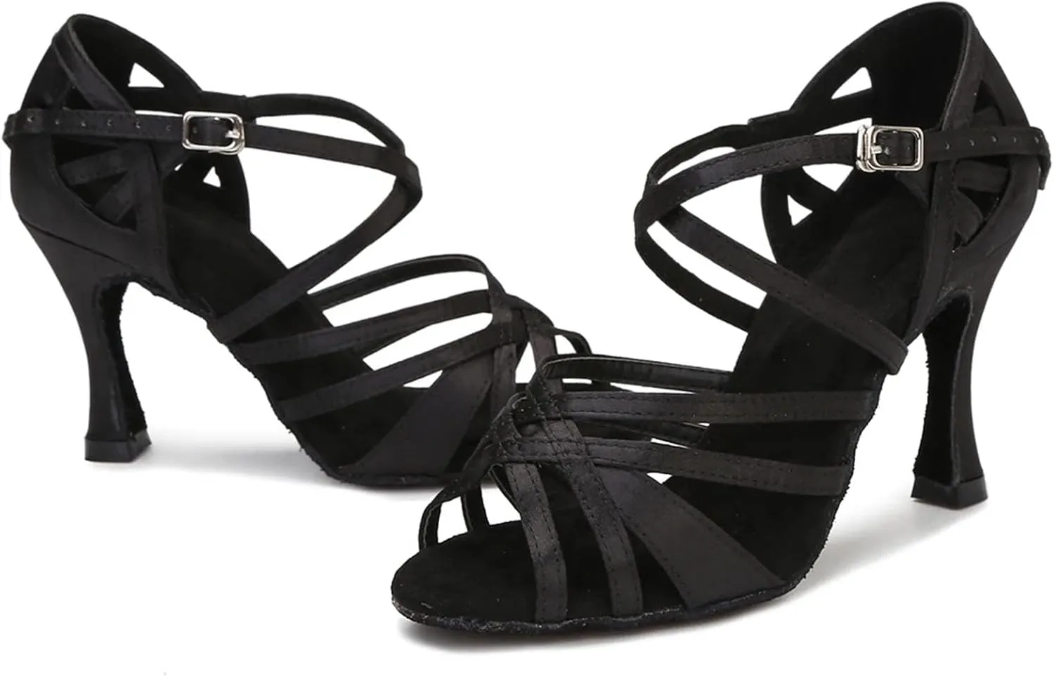 Professional Satin Sandals - Ballroom Tango Salsa Dance Heels (8.5CM/3.35")