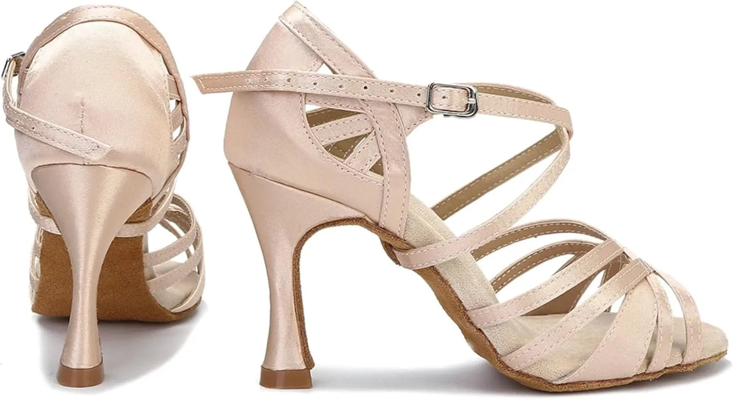 Professional Satin Sandals - Ballroom Tango Salsa Dance Heels (8.5CM/3.35")