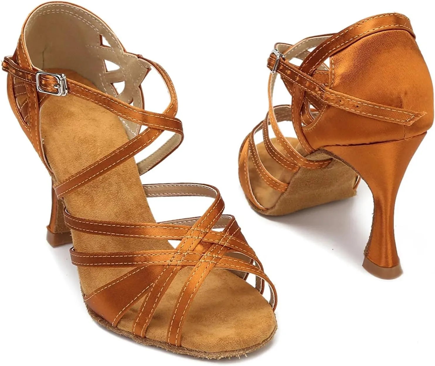 Professional Satin Sandals - Ballroom Tango Salsa Dance Heels (8.5CM/3.35")