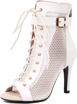 Roimaash 7/9.5/11CM Heel Height Women Gladiator Sandals Summer Boots Dance Shoes