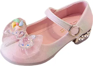 Spring and Summer Girls Crystal Shoes Fashionable Thick Heel Party Performance Dance Sandals Big Kids White Sandals