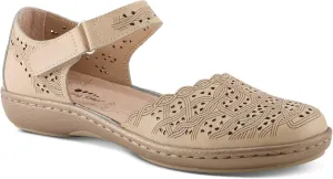 Spring Step Women's SABRIYE Leather Mary Jane Shoes  Laser-Cut Design, Adjustable Hook-and-Loop Closure, Padded Comfort, Flexible Sole