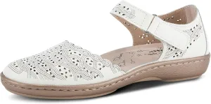 Spring Step Women's SABRIYE Leather Mary Jane Shoes  Laser-Cut Design, Adjustable Hook-and-Loop Closure, Padded Comfort, Flexible Sole