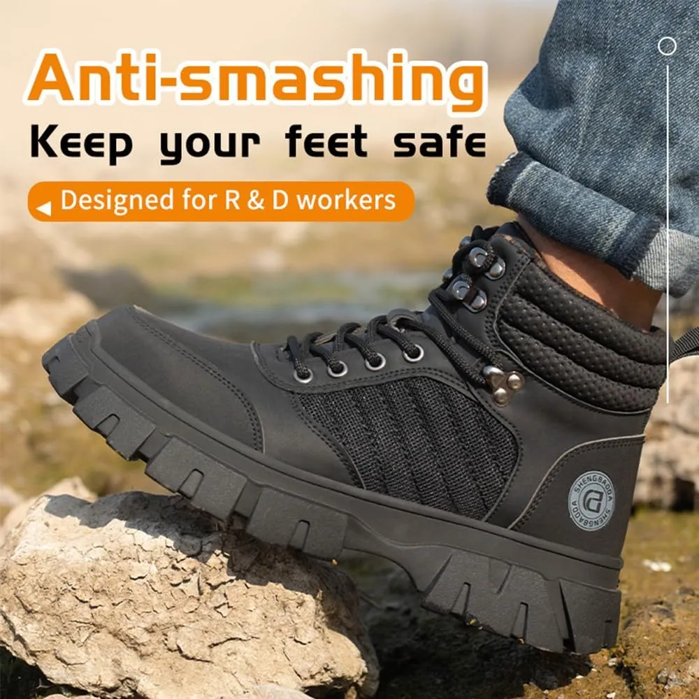 Steel Toe Boots for Men Women Durable Safety Work Boots Lightweight Composite Toe Boots Comfortable Indestructible&Construction Hard Toe Shoes