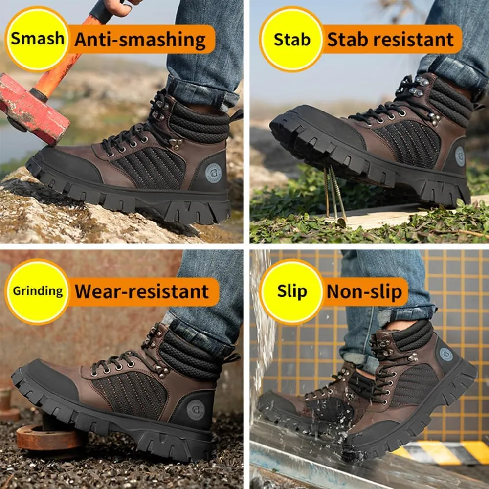 Steel Toe Boots for Men Women Durable Safety Work Boots Lightweight Composite Toe Boots Comfortable Indestructible&Construction Hard Toe Shoes