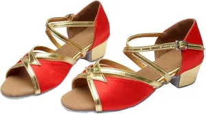 Summer Toddler Girl Shoes Children's Latin Dance Shoes Indoor Soft Soled Flat Heel Sequins Dance Shoes Satin Indoor Dance Shoes Little Girls Wedding Sandals