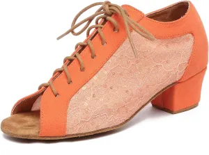 SWDZM Women Ballroom Dance Shoes Salsa Latin Practice Shoes Lace-up Teaching Dance Shoes,Model YCL504