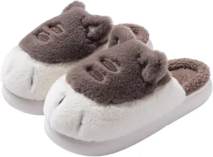 SYALEO Cute Animal Paw Slippers Kawaii Cartoon Tiger Claw Soft Plush Slippers Winter Warm Fuzzy House Shoes Indoor Home Fur Slippers for Women Men Kids