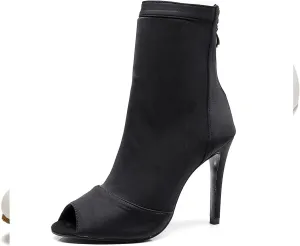 TINRYMX Women's Latin Dance Boots Ballrooom Salsa Tango Open Toe Performance Professional Dance Shoes, Model-YCL445