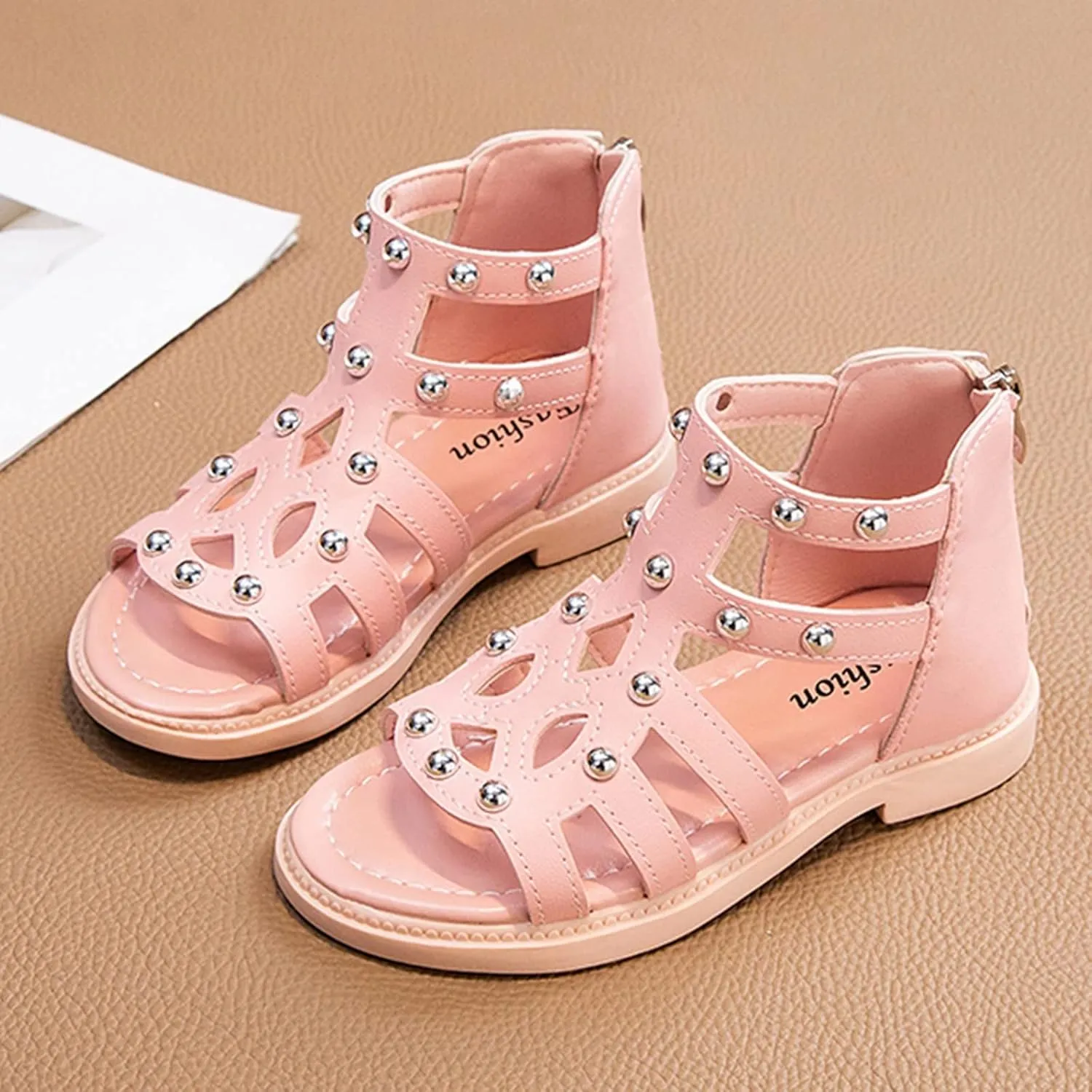 Toddler Boy Water Shoes Children Shoes Flat High Top Sandals Fashion Summer Little Girl Beads High Girls Summer