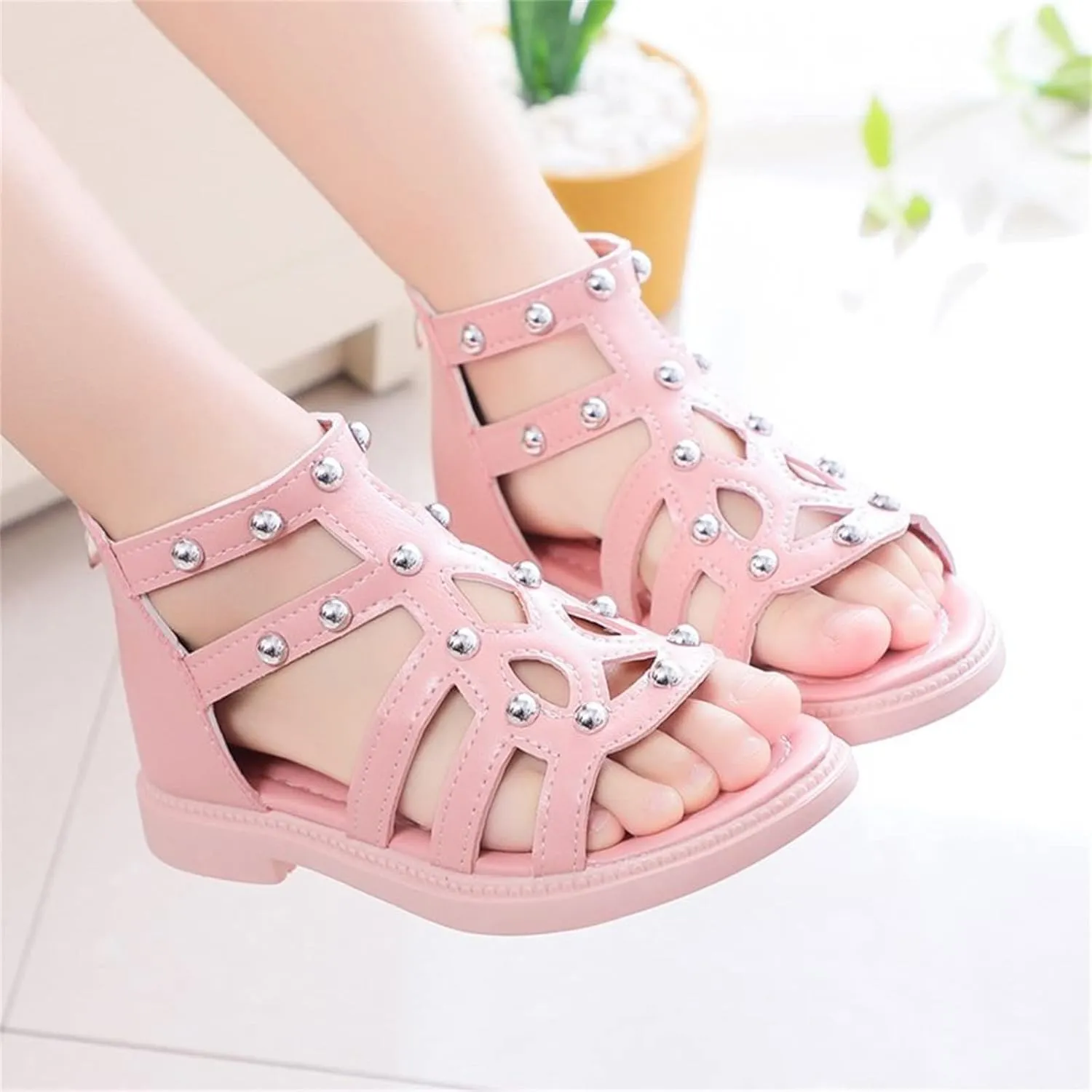 Toddler Boy Water Shoes Children Shoes Flat High Top Sandals Fashion Summer Little Girl Beads High Girls Summer