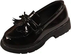 Toddler Boys Girls Leather Sneaker Dress Shoes with Bow School Dance Shoes Loafer High Toe Non Slip Sport Shoes