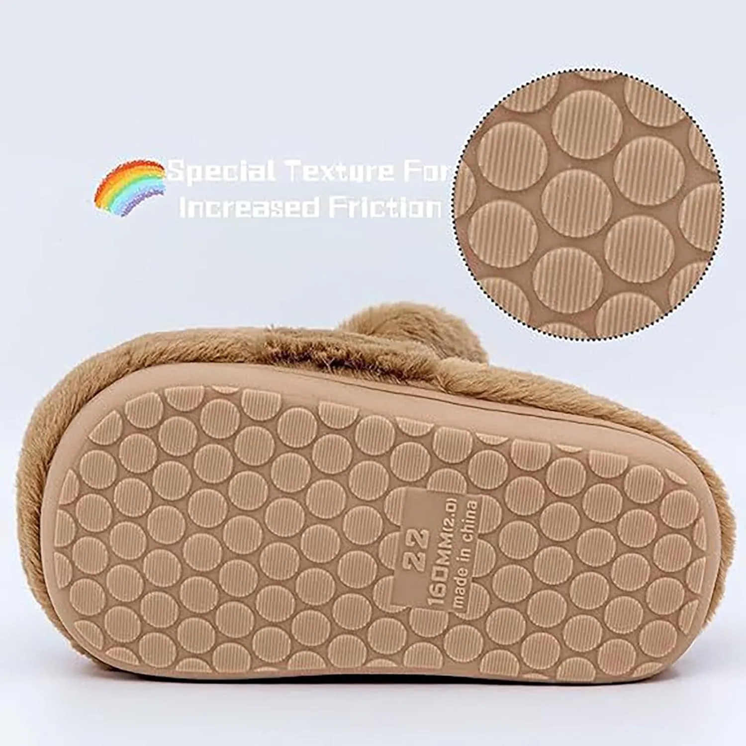 Toddler Girls Adorable Slippers Solid Cartoon Rabbit Shape Ears Fluffy Shoes Soft Warm Comfortable Flat Slippers