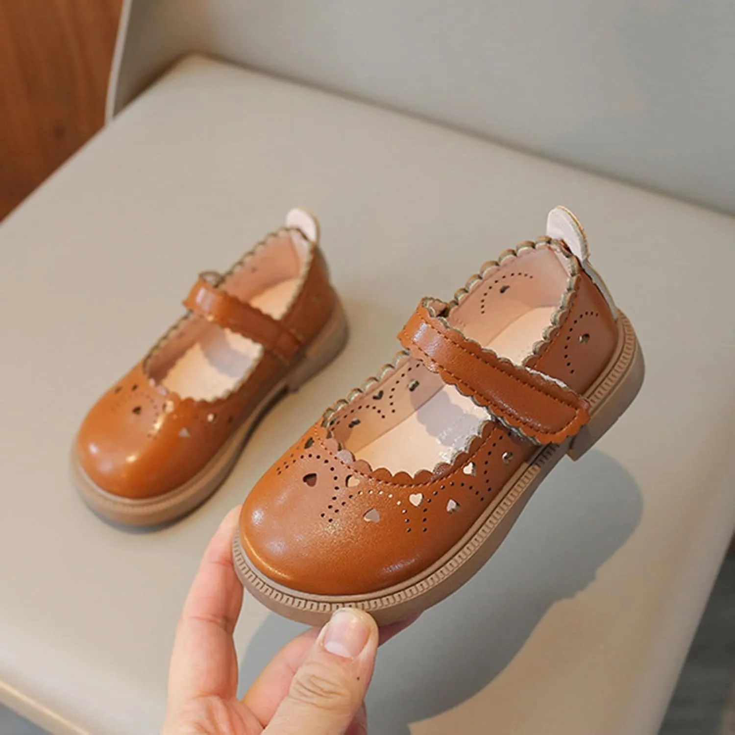 Toddler Girls Low Heel Formal Sandals Kids Strap Loafers Non Slip Sole Rubber Wedding Party School Uniform Fancy Shoes