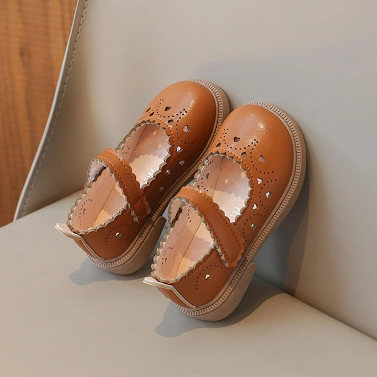 Toddler Girls Low Heel Formal Sandals Kids Strap Loafers Non Slip Sole Rubber Wedding Party School Uniform Fancy Shoes