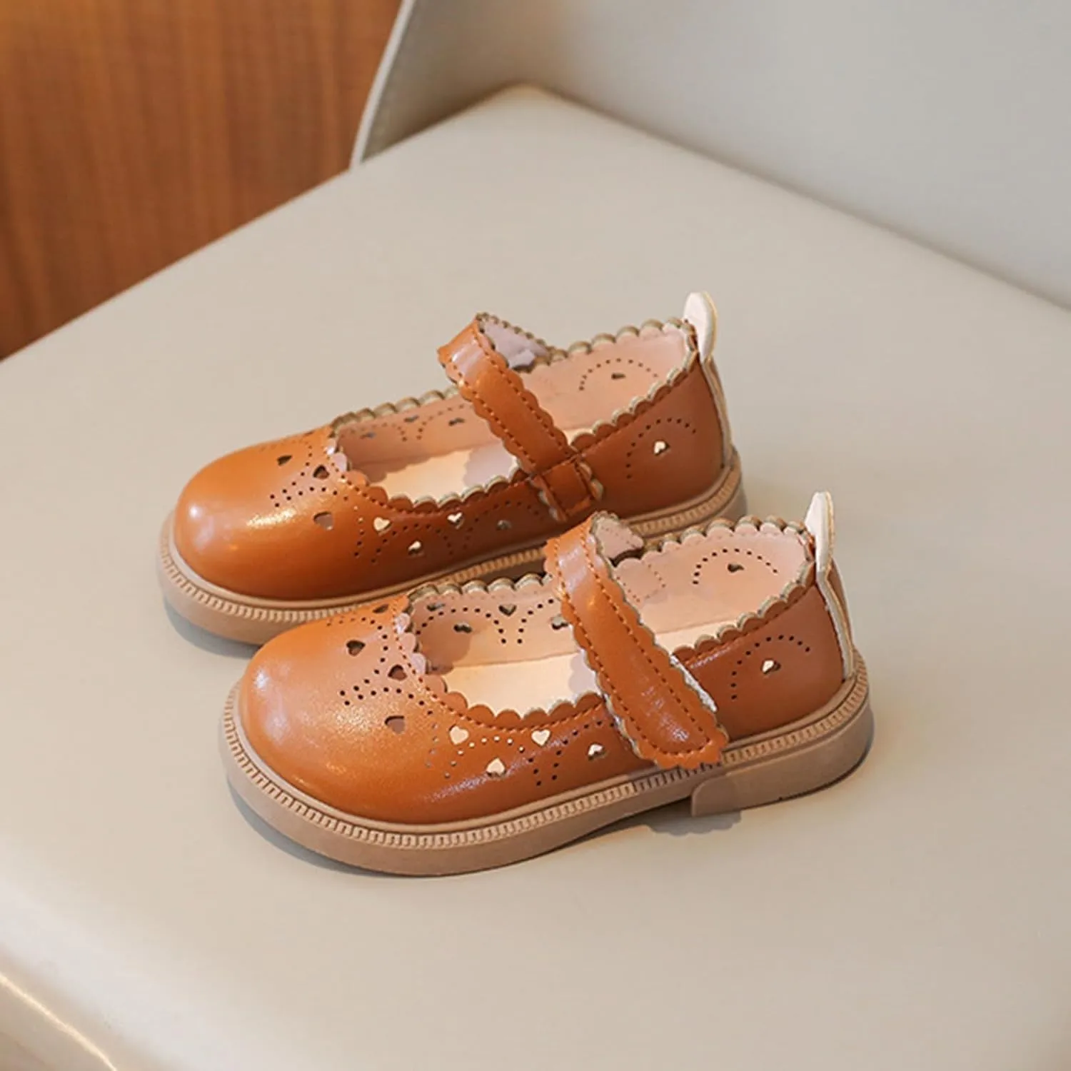 Toddler Girls Low Heel Formal Sandals Kids Strap Loafers Non Slip Sole Rubber Wedding Party School Uniform Fancy Shoes