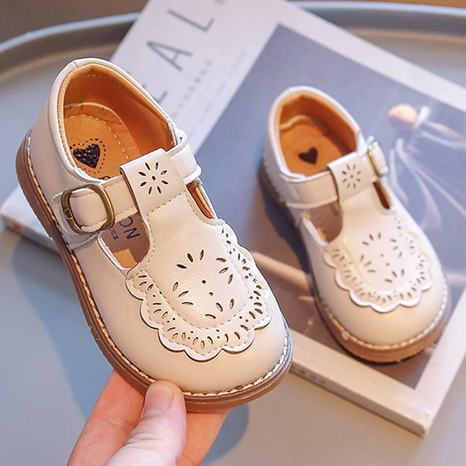 Toddler Girls Mary Jane School Shoes Flower Dress Shoes Uniform School Oxford Flats for Girl Party Girl Church Shoes