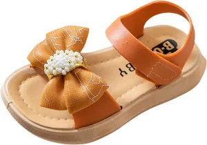 Toddler Girls Open Toe Bow Sandals Summer Flat Wide Shoes Kids 2025 Fashion Beach Flats Dance Dress Shoes