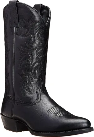 Western Boots Outdoor Chunky Block Heel Pointed Square Toe Leather Work Boots Vintage Cowboy Boots