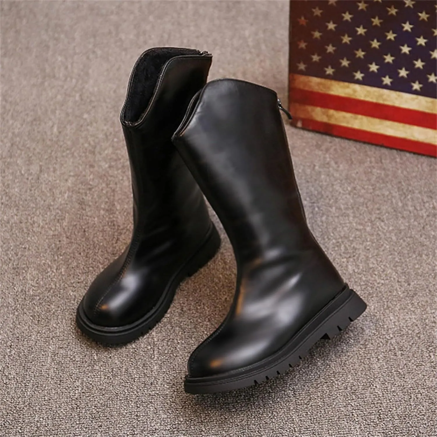Winter Girls' Ankle Boots Mid Leg Solid Color Zipper Classic Everything for 3 to 12 Years Girls Fancy Boots