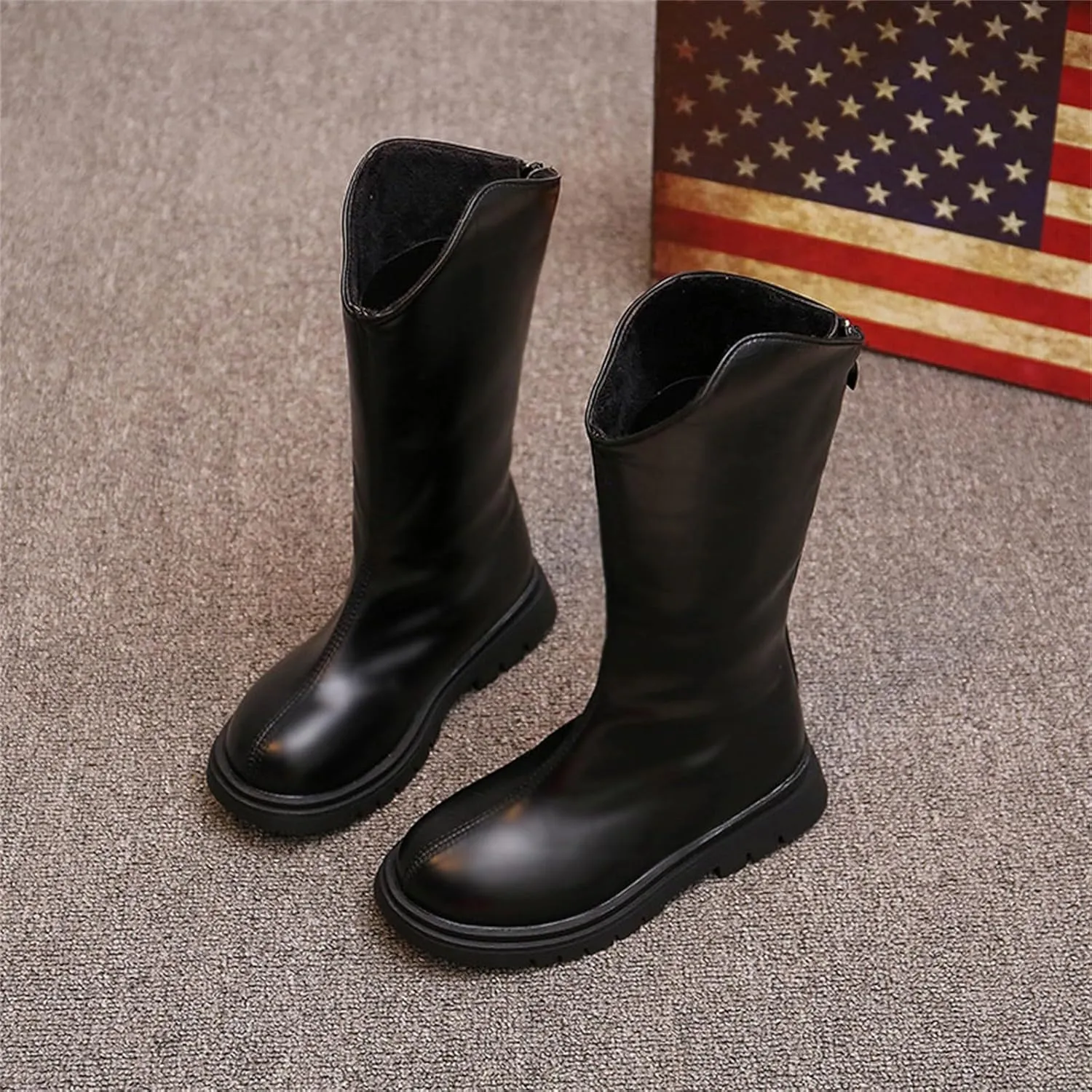 Winter Girls' Ankle Boots Mid Leg Solid Color Zipper Classic Everything for 3 to 12 Years Girls Fancy Boots