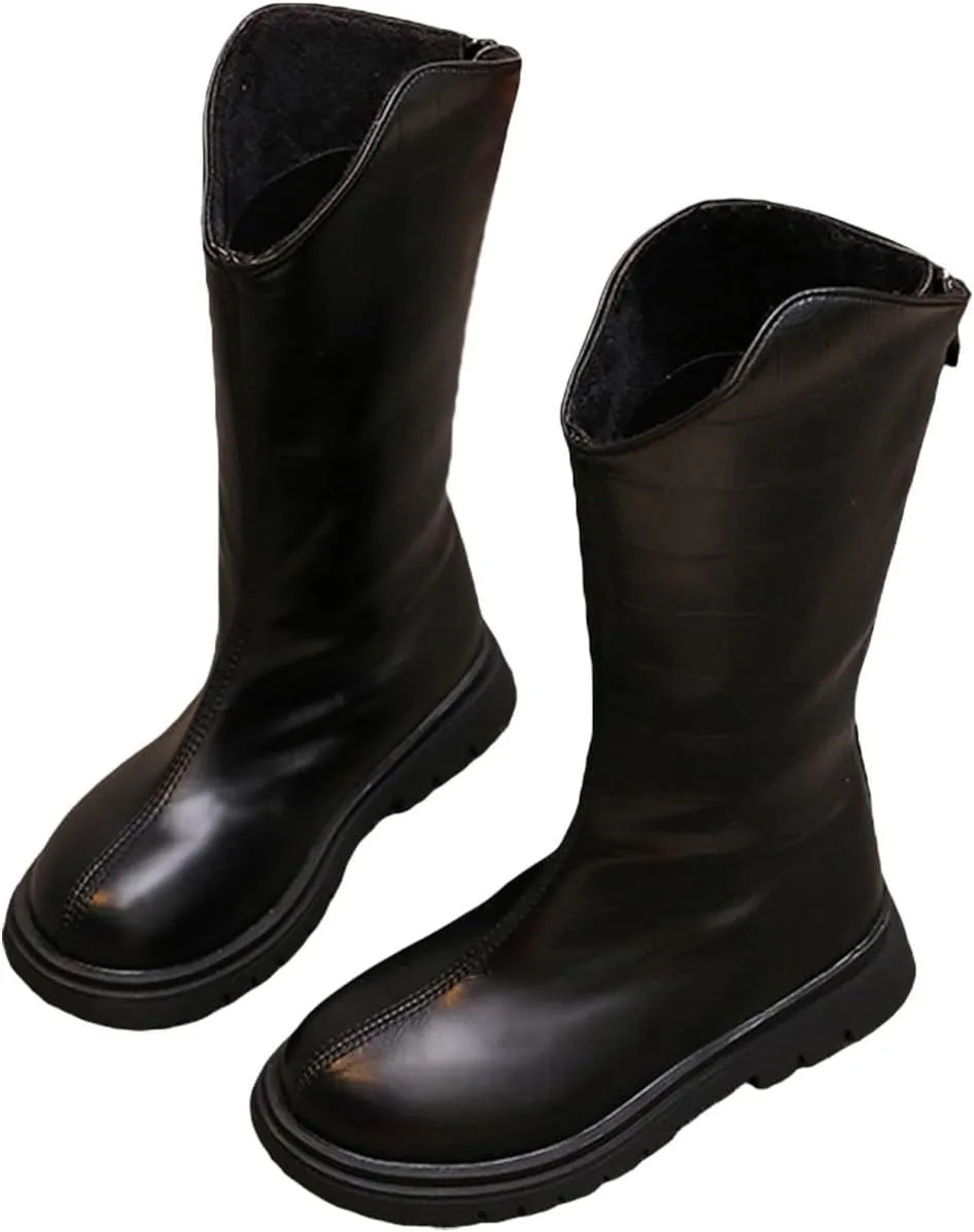 Winter Girls' Ankle Boots Mid Leg Solid Color Zipper Classic Everything for 3 to 12 Years Girls Fancy Boots