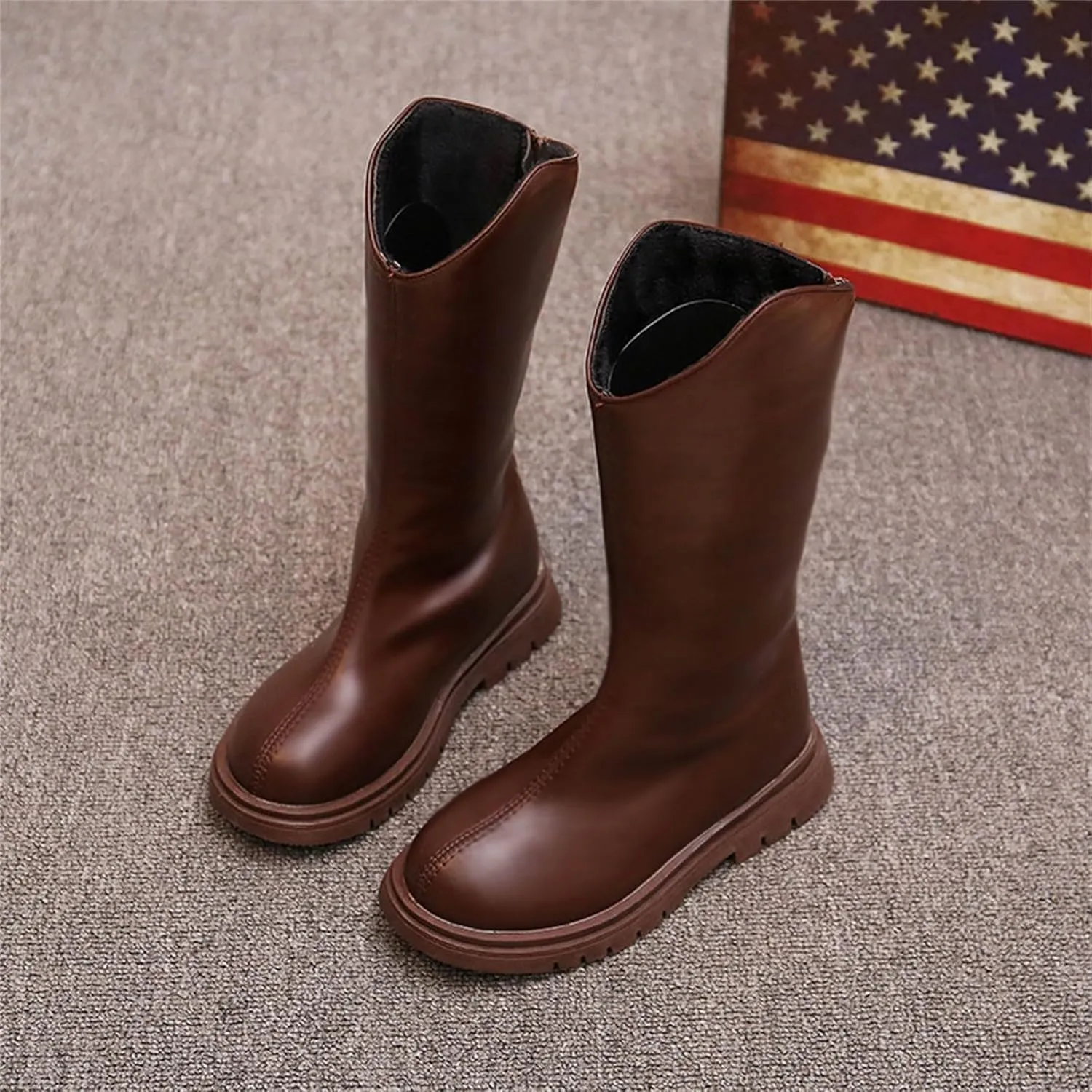 Winter Girls' Ankle Boots Mid Leg Solid Color Zipper Classic Everything for 3 to 12 Years Toddler Girl Boots Wide