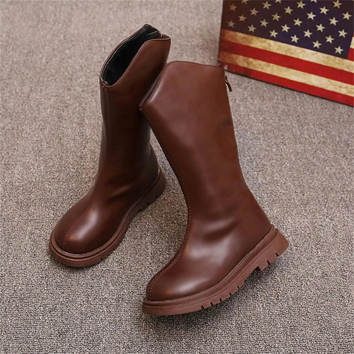 Winter Girls' Ankle Boots Mid Leg Solid Color Zipper Classic Everything for 3 to 12 Years Toddler Girl Boots Wide