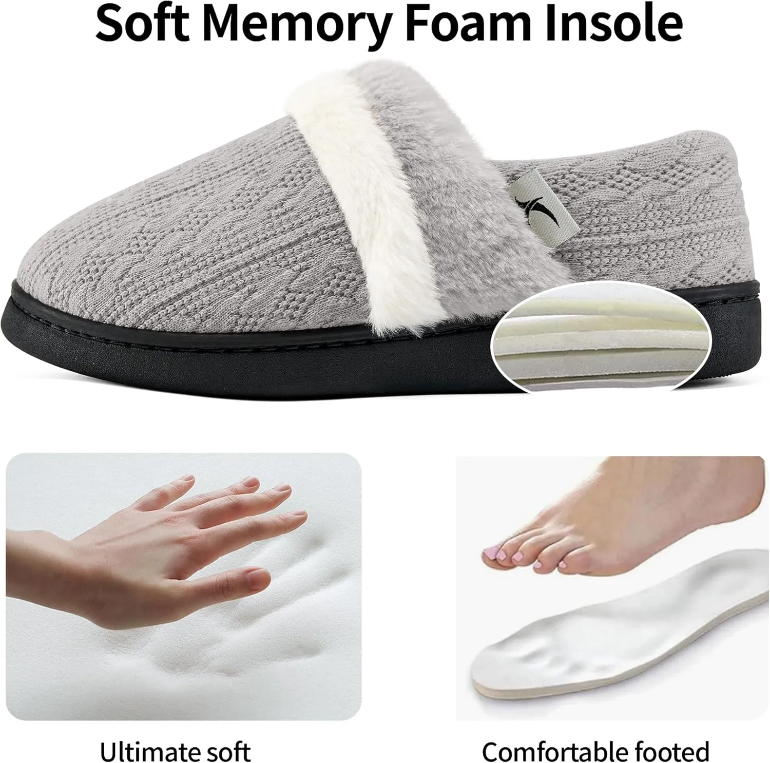 Women Slippers Fuzzy Ladies Shoes: Warm House Slippers for Indoor Outdoor