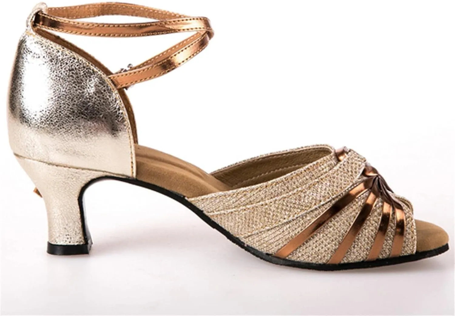 Women's Block Heel Sandals Peep Toe Dress Sandals Sparkly Latin Dance Shoes Professional Heels Wide Evening Shoes