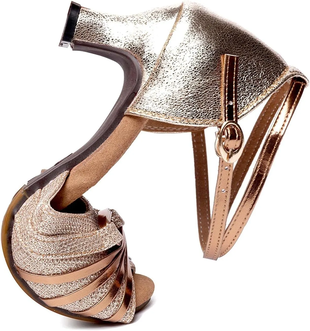 Women's Block Heel Sandals Peep Toe Dress Sandals Sparkly Latin Dance Shoes Professional Heels Wide Evening Shoes